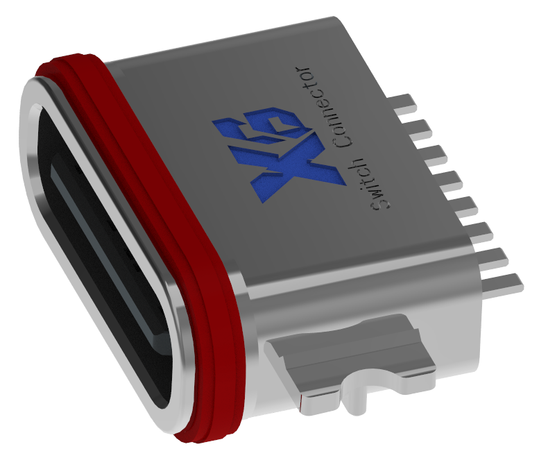 XB-TYPE C 8P-7 IPX7 USB TYPE C 8 P沈殿板1.2防水メスホルダL=6.7 mm（ストリップ鋼板）（U型亜鉛合金ハウジング）